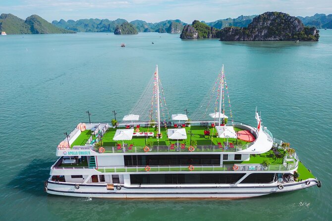 Best Halong Bay Tour One Day On Luxury Cruise 6 Hours Cruising - First views of Halong Bay from the five-star boat