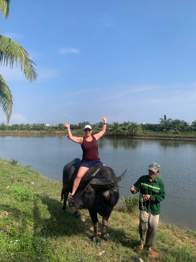 BUFFALO RIDING -BASKET BOAT & BIKE TOUR-HOI AN - Leaving Hoi An by Bicycle