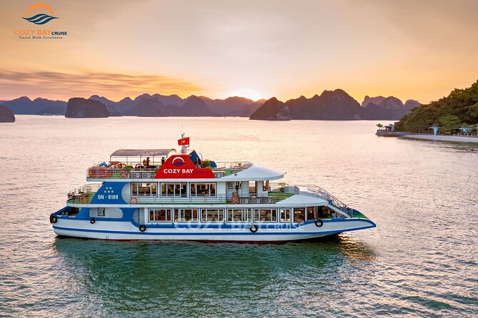 Cozy Bay Halong 5-Star Day Cruise, Buffet, Cave, Kayak, Swimming - Boarding the Cozy Bay boat at Tuan Chau