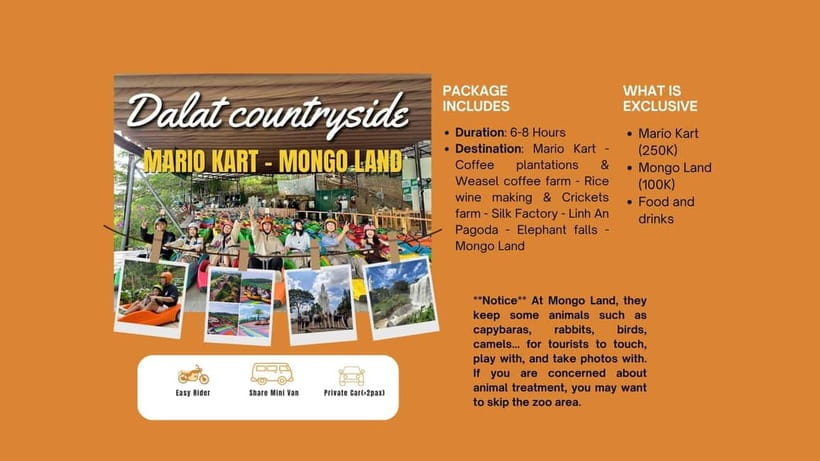 Dalat: Mario kart - Mongo Land - Countryside Tour - Mongo Land, a playful stop with a welfare question