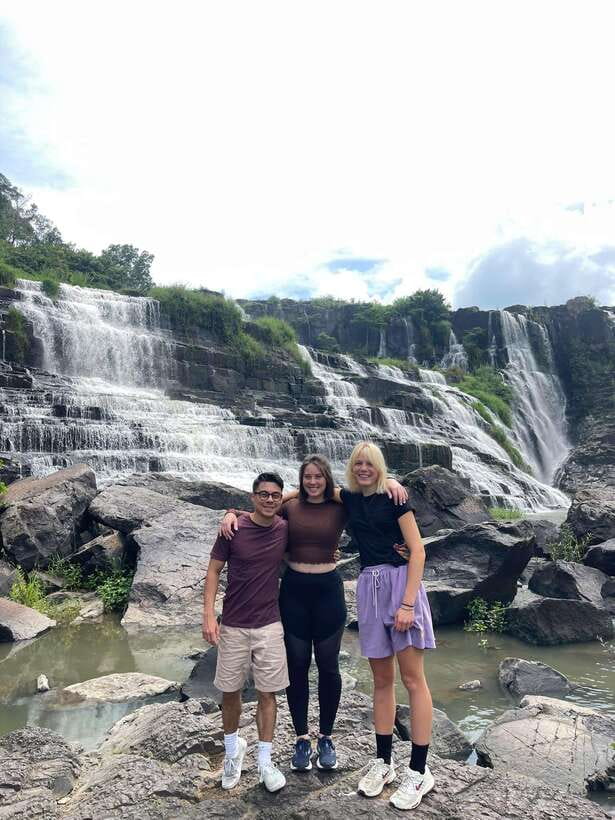 Dalat: MOTORBIKE TOUR TO PONGOUR FALLS- SILK- COFFEE FARM - Leaving Dalat through farms and pine forests