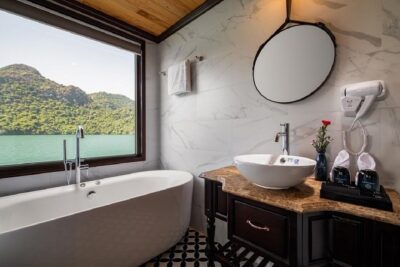 Doris Cruise 5 star cruise 2 days visiting Halong Bay Lan Ha Bay private balcony