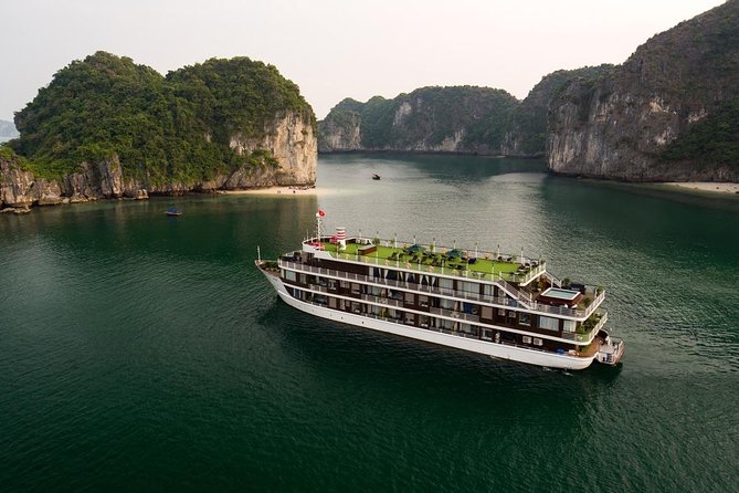 Doris Cruise 5 star cruise 2 days visiting Halong Bay Lan Ha Bay private balcony - Dinner, cooking class, and a balcony after dark
