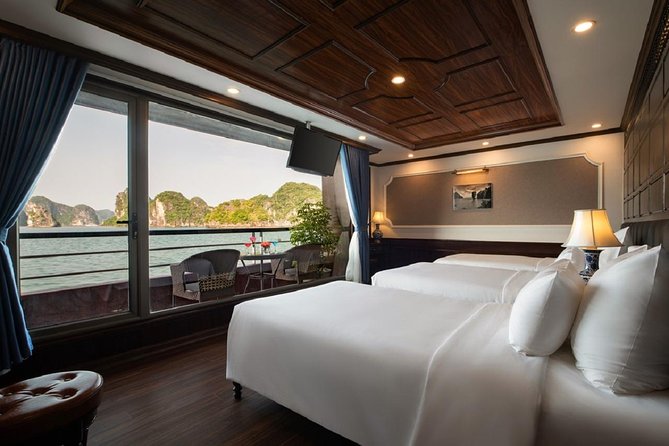 Doris Cruise 5 star cruise 2 days visiting Halong Bay Lan Ha Bay private balcony - Dark and Bright Cave by tender and rowing boat