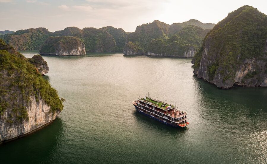 From Hanoi: 2-Day Halong and Lan Ha Bay La Pandora Cruise - Sunset, spring rolls, and dinner aboard La Pandora