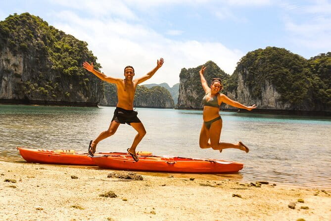 Full day deep water soloing - Kayaking in Cat Ba - Ha Long Bay. - Noon lunch breaks up the hard work