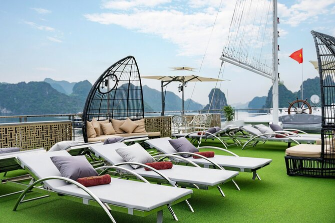 Full day Halong Bay Luxury Cruise - buffet lunch, kayak, swim. - Sung Sot Cave and the climb into its chambers