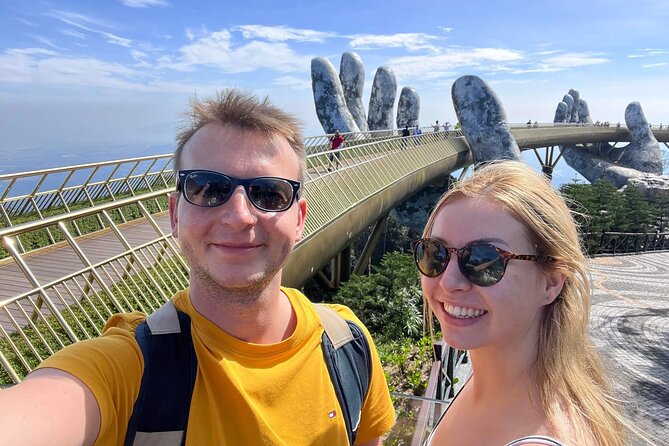 Guided Private Ba Na Hills/Golden Hands Bridge, Marble Mountains - Gardens, pagoda, wine cellar, and French Village