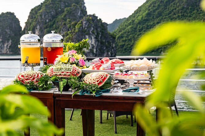 Halong Bay Luxury cruise Day trip: Buffet Lunch, Limousine bus - Sunset drinks and the ride back