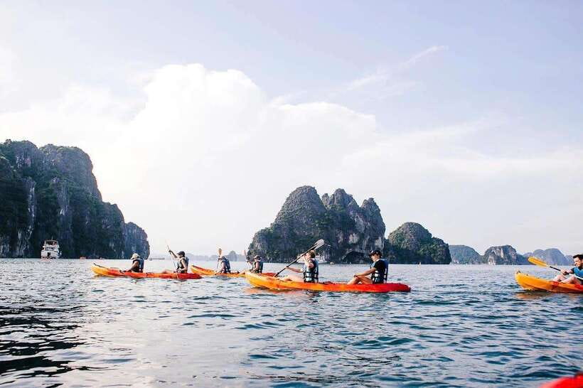 Halong Bay Luxury Cruise: Kayak&Swim,Cave, Party BEST SELLER - The sunset party on the sundeck