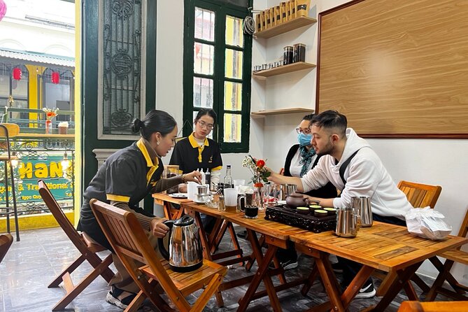 Hanoi Egg Coffee Class and Street Food Walking Tour - Learning egg coffee at Cafe Minh