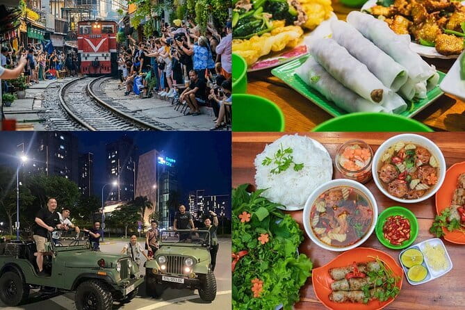 Hanoi Jeep Night Street Foodie Tour, Train Street and Egg Coffee - Bun cha near Hanoi Opera House
