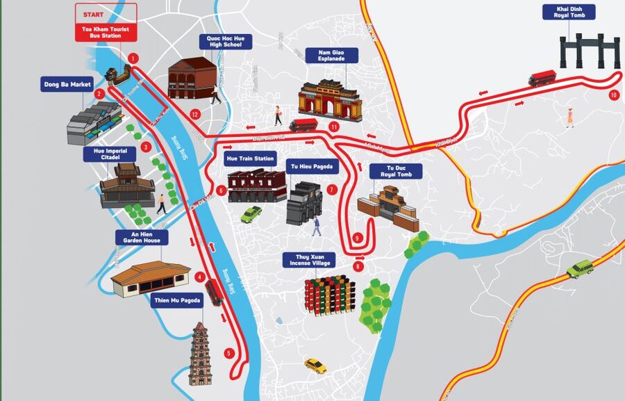 Hue: City Sightseeing Hop-On Hop-Off Bus Tour - How the Hue bus fits the city
