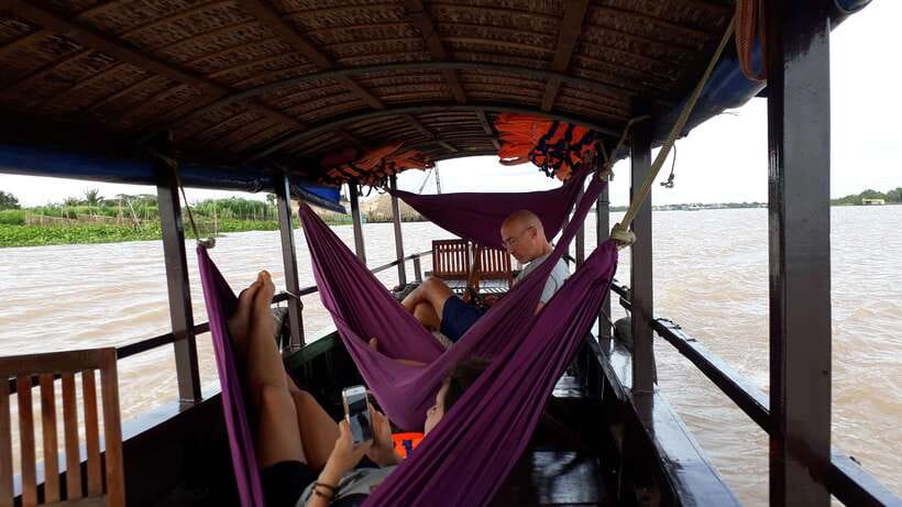 Mekong Day Tour by Car:Cai Be market, Local Island & Cycling - Setting out by private boat at Cái Bè