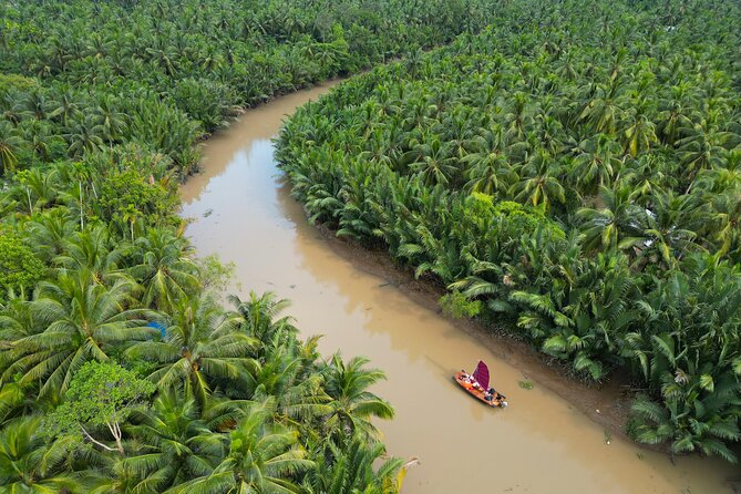 Mekong River Relaxing Sail boat cruise to Coconut Canals (1.5HRS) - Beanbags, water, and fried banana