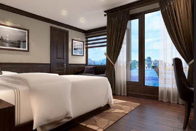 Mon Cheri Cruise Ha Long Bay Lan Ha Bay 2 days 1 night depart from Ha Noi - Lunch begins the cruise through Halong Bay
