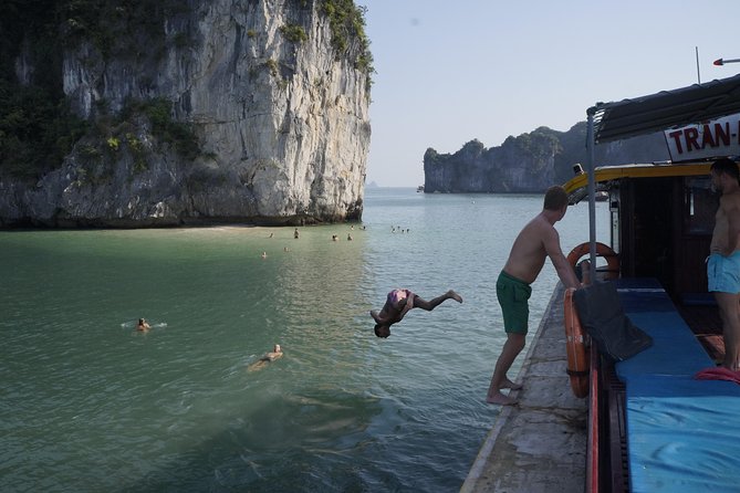 Most favorite full day boat tour with kayaking in Lan Ha bay, Ha Long bay - Three Peaches Beach and the afternoon swim