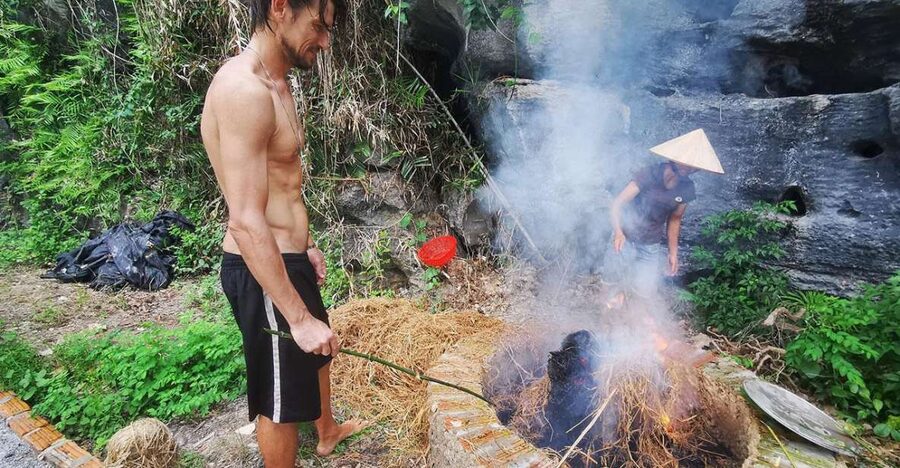 Ninh Binh cooking class at Buffalo Cave - Cooking rice paper rolls and Vietnamese spring rolls