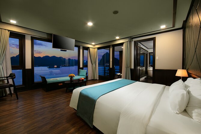 Peony Cruise 5<em> Halong Bay 3 days 2 nights with 2 ways transfer – Key points to know before booking’ /></p>
<ul>
<li><strong>Every cabin has a private balcony</strong>, giving you a personal place to watch the bay and take a break from shared areas.</li>
<li><strong>The cruise lasts three days and two nights</strong>, so you have more time onboard than with a standard overnight sailing.</li>
<li><strong>Tai Chi begins early</strong>, at 6:00 or 6:15 in the morning depending on the day, so this trip suits early risers.</li>
<li><strong>The route uses the GOT Ferry area in Cat Hai</strong>, with a shorter road transfer from Hanoi of about 2.5 hours.</li>
<li><strong>A maximum of 40 people is listed</strong>, keeping the group smaller than a large coach excursion.</li>
<li><strong>The $399 price includes six meals</strong>, but personal expenses and possibly the Hanoi transfer cost extra.</li>
</ul>
<h2 id="what-peony-cruise-is-really-selling">What Peony Cruise is really selling</h2>
<p><img width="669" height="446" decoding="async" src=