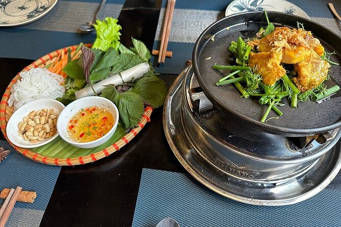 Private Street Food Tour with a Local Food Guide - Banh xeo with herbs and rice paper