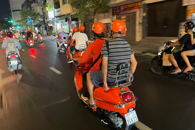 Vespa Female Ao Dai riders Night Street Food + See Train Street - What the $68 price really includes