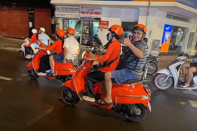 Vespa Female Ao Dai riders Night Street Food + See Train Street - The drivers, group size, and comfort level